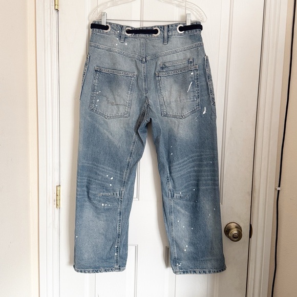 We The Free Moxie Low Slung Pull-on Barrel Faded Timeless Blue Jeans size 27 - Picture 2 of 8